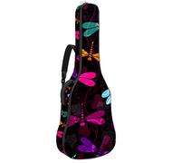 Borsa per chitarra impermeabile con cerniera morbida zaino per chitarra, chitarra acustica e classica folk borsa per chitarra elettrica variopinta libellule blu giallo rosa
