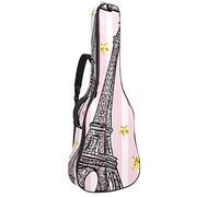 Borsa per chitarra impermeabile con cerniera morbida zaino per chitarra, chitarra acustica e classica folk chitarra elettrica Parigi rosa Torre Eiffel