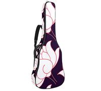 Borsa per chitarra impermeabile con cerniera morbida zaino per chitarra, chitarra acustica e classica folk chitarra elettrica disegnata a mano Botanical Lotus Flower Pattern