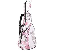 Borsa per chitarra impermeabile con cerniera morbida zaino per chitarra, chitarra acustica e classica folk chitarra elettrica Parigi Torre Eiffel rosa amore
