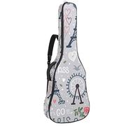 Borsa per chitarra impermeabile con cerniera morbida zaino per chitarra, chitarra acustica e classica folk chitarra elettrica Parigi Eiffel Tower Ferris Wheel