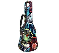 Borsa per chitarra impermeabile con cerniera morbida zaino per chitarra, chitarra acustica e classica folk borsa per chitarra elettrica variopinta grande motivo floreale blu bianco rosso