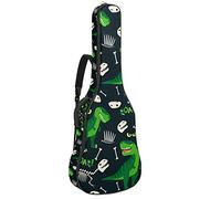 Borsa per chitarra impermeabile con cerniera morbida zaino per chitarra, chitarra acustica e classica folk chitarra elettrica dinosauro verde osso