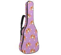 Borsa per chitarra impermeabile con cerniera morbida zaino per chitarra, chitarra acustica e classica folk chitarra elettrica arancione animale domestico coniglio testa tratteggiata sfondo viola
