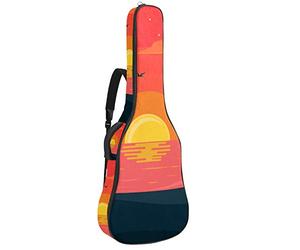 Borsa per chitarra impermeabile con cerniera morbida zaino per chitarra, chitarra acustica e classica folk chitarra elettrica fantastica spiaggia tramonto