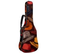 Borsa per chitarra stile retrò con cappelli da cowboy, collezione western, imbottita, con tasche per tracolla regolabili, Multicolore 04, 42.9x16.9x4.7 in, Zaino casual