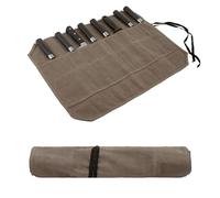 Borsa per coltelli, coltello da cucina con 8 scomparti per coltelli e cucchiai, in tela di cera, regalo per cuochi professionisti o appassionati culinari, caffè