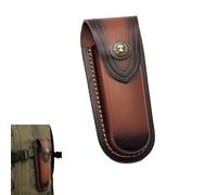 Borsa per coltelli da tasca, 13 cm, in pelle, marrone, fodero per coltelli, con bottone automatico, pratico portacoltelli pieghevole, custodia protettiva per caccia, campeggio