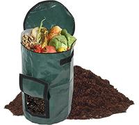 Borsa per compostaggio da giardino da 34 galloni, borsa riutilizzabile per fertilizzanti organici fermentati con coperchio, pieghevole, per foglie e prato, contenitore da giardinaggio (verde)