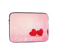 Borsa per computer da 15 pollici con motivo a cuore rosso e glitter rosa, borsa portatile per computer, adatta per viaggi d'affari e pendolarismo