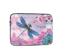 Borsa per computer da 38,1 cm con motivo a libellula rosa e libellula blu, borsa portatile per computer, adatta per viaggi d'affari e pendolarismo