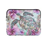 Borsa per computer in poliestere 360 da 33 a 14 pollici trapuntata con cerniera per viaggi di lavoro, fiori bohémien, colore brillante, tartaruga L