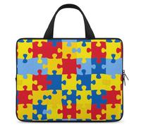 Borsa per computer portatile a forma di puzzle per la consapevolezza dell'autismo, custodia protettiva per tablet, valigetta con manico da 13 pollici