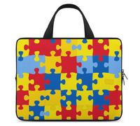 Borsa per computer portatile a forma di puzzle per la consapevolezza dell'autismo, custodia protettiva per tablet, valigetta con manico da 12 pollici