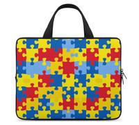 Borsa per computer portatile a forma di puzzle per la consapevolezza dell'autismo, custodia protettiva per tablet, valigetta con manico da 17 pollici