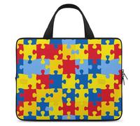 Borsa per computer portatile a forma di puzzle per la consapevolezza dell'autismo, custodia protettiva per tablet, valigetta con manico da 15 pollici