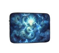 Borsa per computer portatile, antiurto, portatile, alla moda, con stampa di draghi, per lavoro, università, Nero , 13 inch