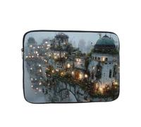 Borsa per computer portatile, antiurto, portatile, alla moda, motivo: castello nel cielo, per viaggi di lavoro, università, Nero , 15 inch