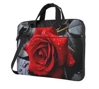 Borsa per computer portatile, borsa a tracolla a tracolla con rosa rossa, borsa per computer da 13 pollici