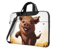Borsa per computer portatile, borsa a tracolla con cinghiale che salta animazione, borsa a tracolla per computer da 13 pollici