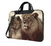 Borsa per computer portatile, borsa a tracolla con leone africano e leonessa, borsa a tracolla per computer da 14 pollici