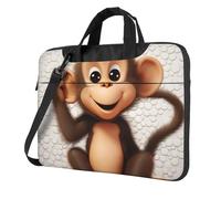 Borsa per computer portatile, borsa a tracolla con simpatica scimmia, borsa a tracolla per computer, Nero, 13 inch