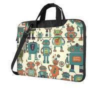 Borsa per computer portatile, borsa a tracolla con simpatico cartone animato robot, borsa a tracolla per computer da 14 pollici