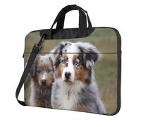 Borsa per computer portatile, borsa a tracolla con tracolla per computer con pastore australiano, Nero, 13 inch