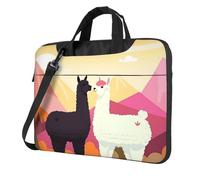 Borsa per computer portatile, borsa a tracolla con tracolla per computer portatile Alpacas in Love in The Mountains, nero, 13 inch