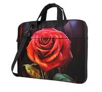 Borsa per computer portatile, borsa a tracolla per computer da 35,6 cm, con motivo a rose rosse, con tracolla