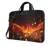 Borsa per computer portatile, borsa a tracolla per computer portatile, con fiamma, rossa, nota musicale, borsa a tracolla, nero, 14 inch