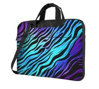 Borsa per computer portatile, borsa a tracolla per computer portatile, motivo mimetico, con strisce zebrate, colore viola, Nero, 13 inch