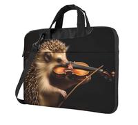 Borsa per computer portatile, borsa a tracolla per violino e musica con riccio, borsa a tracolla per computer, Nero, 14 inch