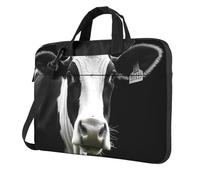 Borsa per computer portatile Borsa da trasporto Animale Divertente Testa di mucca Nero Bianco Messenger Borsa a tracolla Borsa per computer 13 pollici