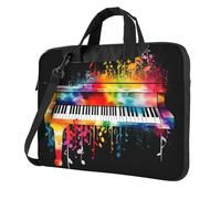 Borsa per computer portatile, borsa da trasporto colorata per tastiera pianoforte, note musicali, borsa a tracolla con tracolla per computer da 14 pollici