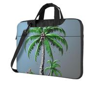 Borsa per computer portatile, borsa da trasporto con albero di cocco, borsa a tracolla per computer, Nero, 13 inch
