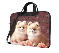 Borsa per computer portatile, borsa da trasporto con cuccioli di Pomerania e Point Messenger, borsa a tracolla per computer da 35,6 cm