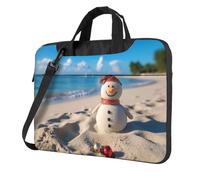 Borsa per computer portatile, borsa da trasporto con pupazzo di neve sulla spiaggia, borsa a tracolla con tracolla, borsa per computer da 13 pollici