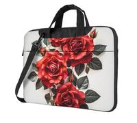Borsa per computer portatile, borsa da trasporto con rosa rossa, borsa a tracolla con tracolla per computer da 14 pollici