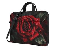 Borsa per computer portatile, borsa da trasporto con rosa rossa, borsa a tracolla per computer da 13 pollici