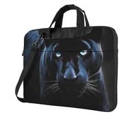 Borsa per computer portatile, borsa da trasporto Panther con occhi azzurri, borsa a tracolla con tracolla per computer, nero, 14 inch