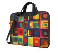 Borsa per computer portatile, borsa da trasporto per computer portatile, arte astratta, quadrati, borsa a tracolla con tracolla per computer, Nero, 13 inch