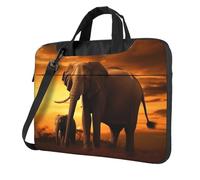 Borsa per computer portatile, borsa per il trasporto del computer portatile Sunset genitore-figlio elefante borsa a tracolla borsa per computer da 14 pollici