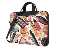Borsa per computer portatile, borsa per il trasporto di cosmetici e trucchi a tema, borsa a tracolla con tracolla per computer, Nero, 13 inch