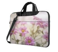 Borsa per computer portatile classica in stile retrò con fiori rosa, ventiquattrore, scomparto per notebook, elegante borsa da lavoro separata per ufficio, Nero , 14 inch