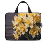 Borsa per computer portatile con bouquet di narcisi, ultra sottile, leggera e impermeabile, in neoprene resistente, con cinghia da polso