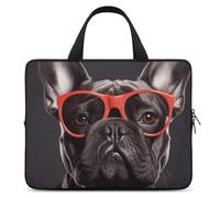 Borsa per computer portatile con bulldog francese, ultra sottile, impermeabile, borsa protettiva per computer portatile da 10 pollici, con cinghia da polso