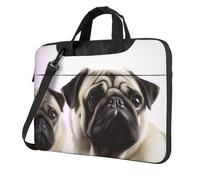 Borsa per computer portatile con cane carlino per uomo e donna borsa per computer portatile a tracolla, Nero, 13 inch