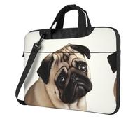 Borsa per computer portatile con cane carlino per uomo e donna borsa per computer portatile borsa a tracolla, Nero, 14 inch