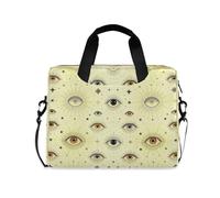 Borsa per computer portatile con cerniera, borsa a tracolla portatile con manico e tracolla da 15,6 pollici, custodia per computer Evil Eye Magic Boho Beige